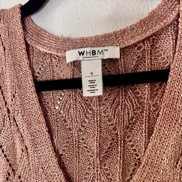 White House Black Market Dolman Sweater Rose Gold Sparkle Open Knit Size Small - Picture 11 of 13